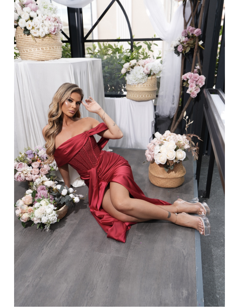 STELA BURGUNDY DRESS