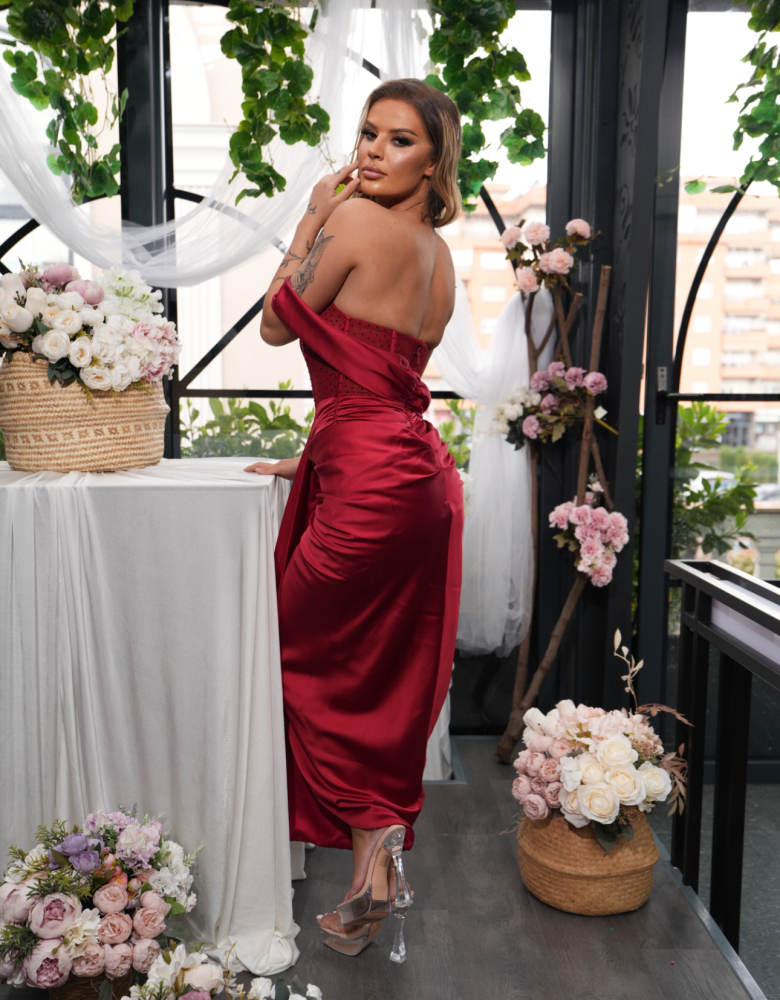 STELA BURGUNDY DRESS