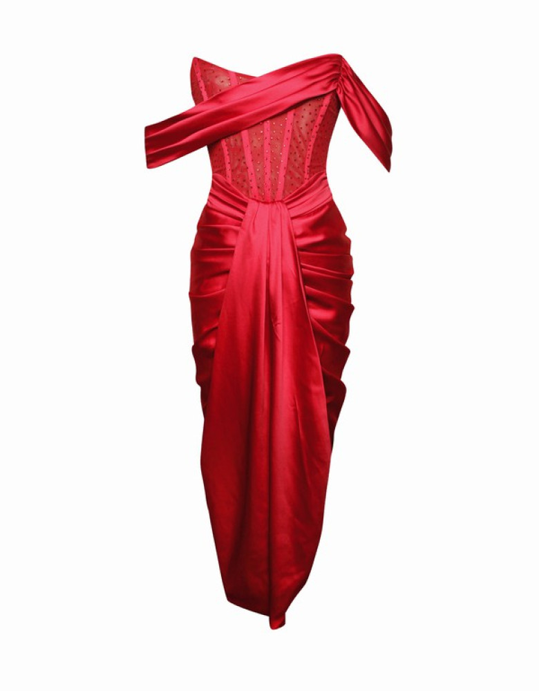 STELA BURGUNDY DRESS